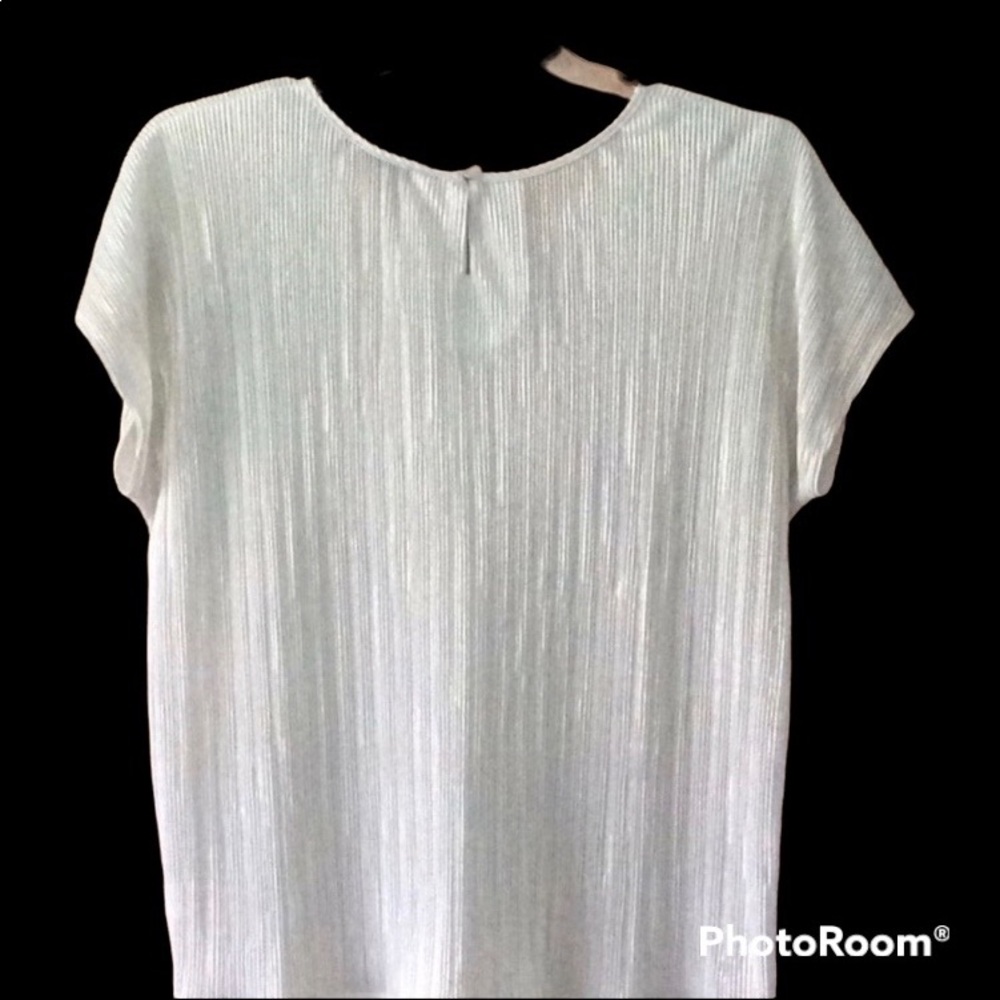 Notations Golden Metallic Cap Sleeve Ribbed Shell NWOT - Picture 3 of 8
